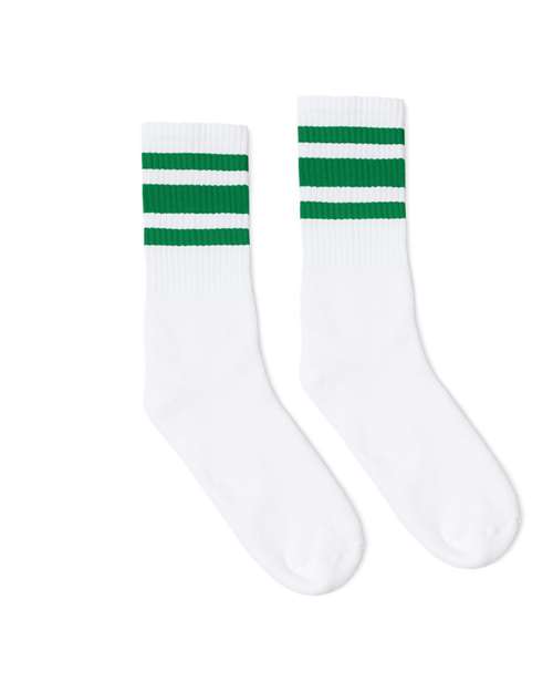 SOCCO USA-Made Striped Crew Socks Unisex Accessories Socks
