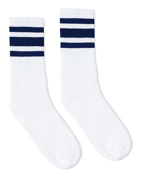 SOCCO USA-Made Striped Crew Socks Unisex Accessories Socks
