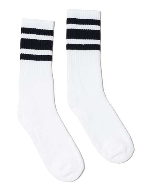 SOCCO USA-Made Striped Crew Socks Unisex Accessories Socks