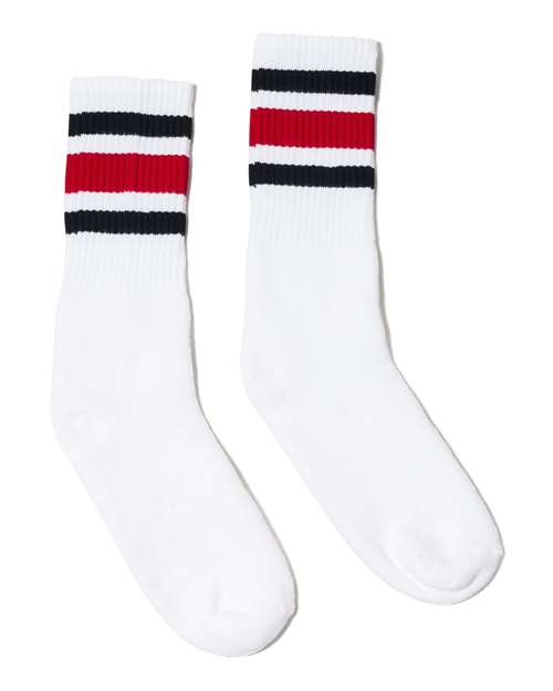 SOCCO USA-Made Striped Crew Socks Unisex Accessories Socks