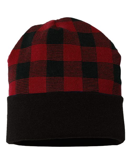 Cap America Men's USA-Made Plaid Beanie Unisex Accessories Hats & Caps