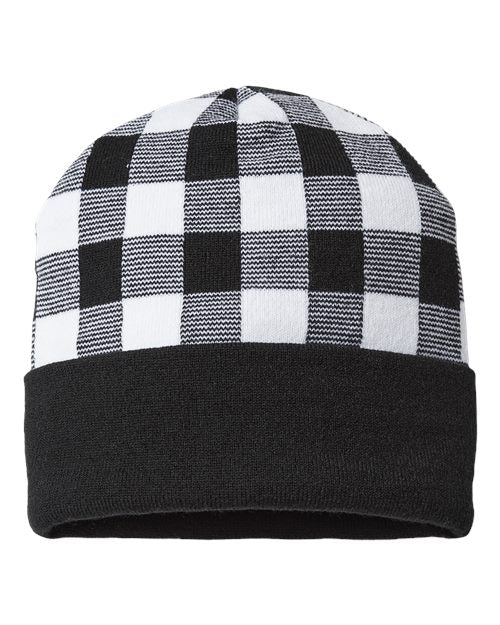 Cap America Men's USA-Made Plaid Beanie Unisex Accessories Hats & Caps