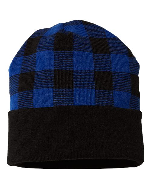 Cap America Men's USA-Made Plaid Beanie Unisex Accessories Hats & Caps