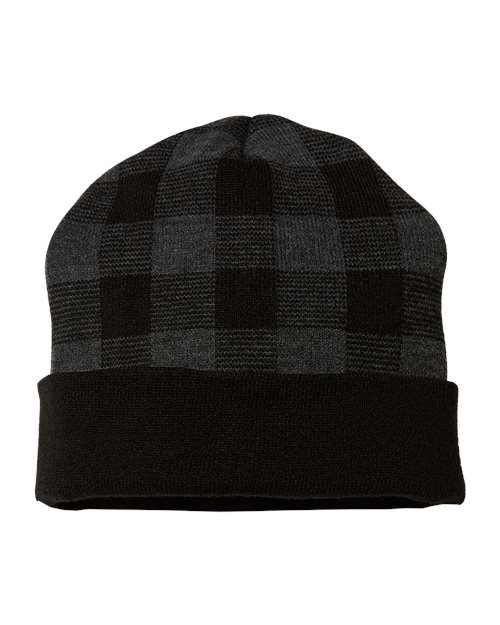 Cap America Men's USA-Made Plaid Beanie Unisex Accessories Hats & Caps