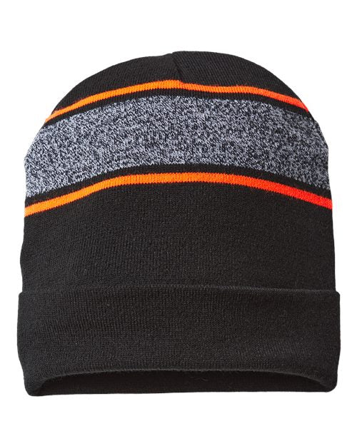 Cap America Men's USA-Made Variegated Striped Cuffed Beanie Unisex Accessories Hats & Caps