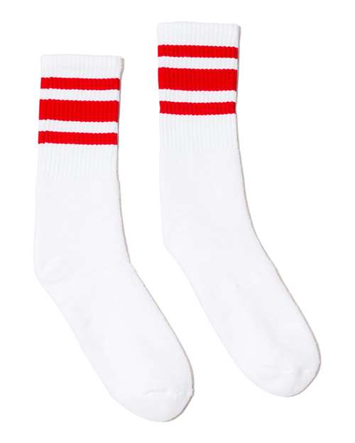 SOCCO USA-Made Striped Crew Socks Unisex Accessories Socks