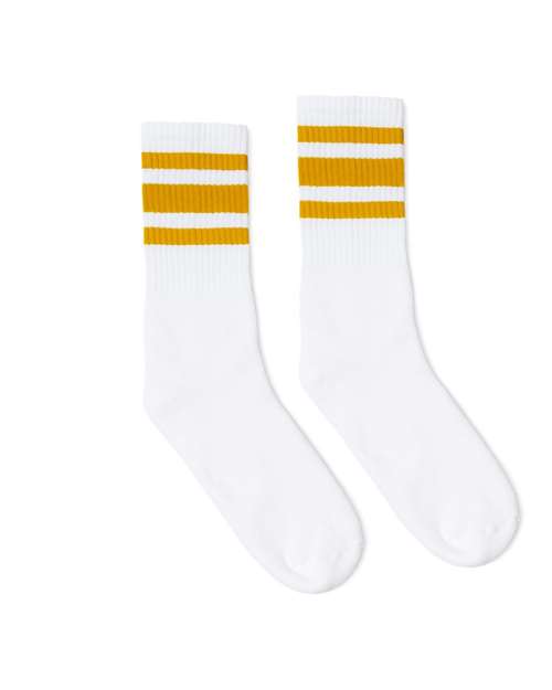 SOCCO USA-Made Striped Crew Socks Unisex Accessories Socks