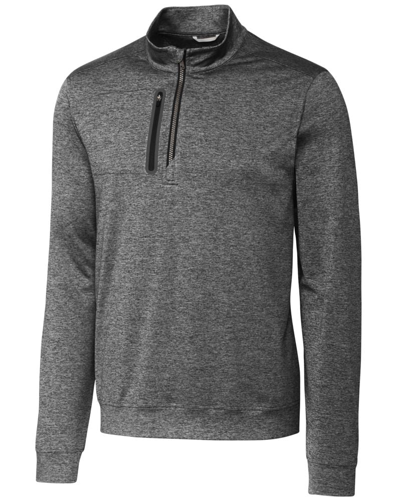 Cutter & Buck Stealth Heathered Quarter Zip Mens Pullover Mens Apparel Sweatshirts & Fleece