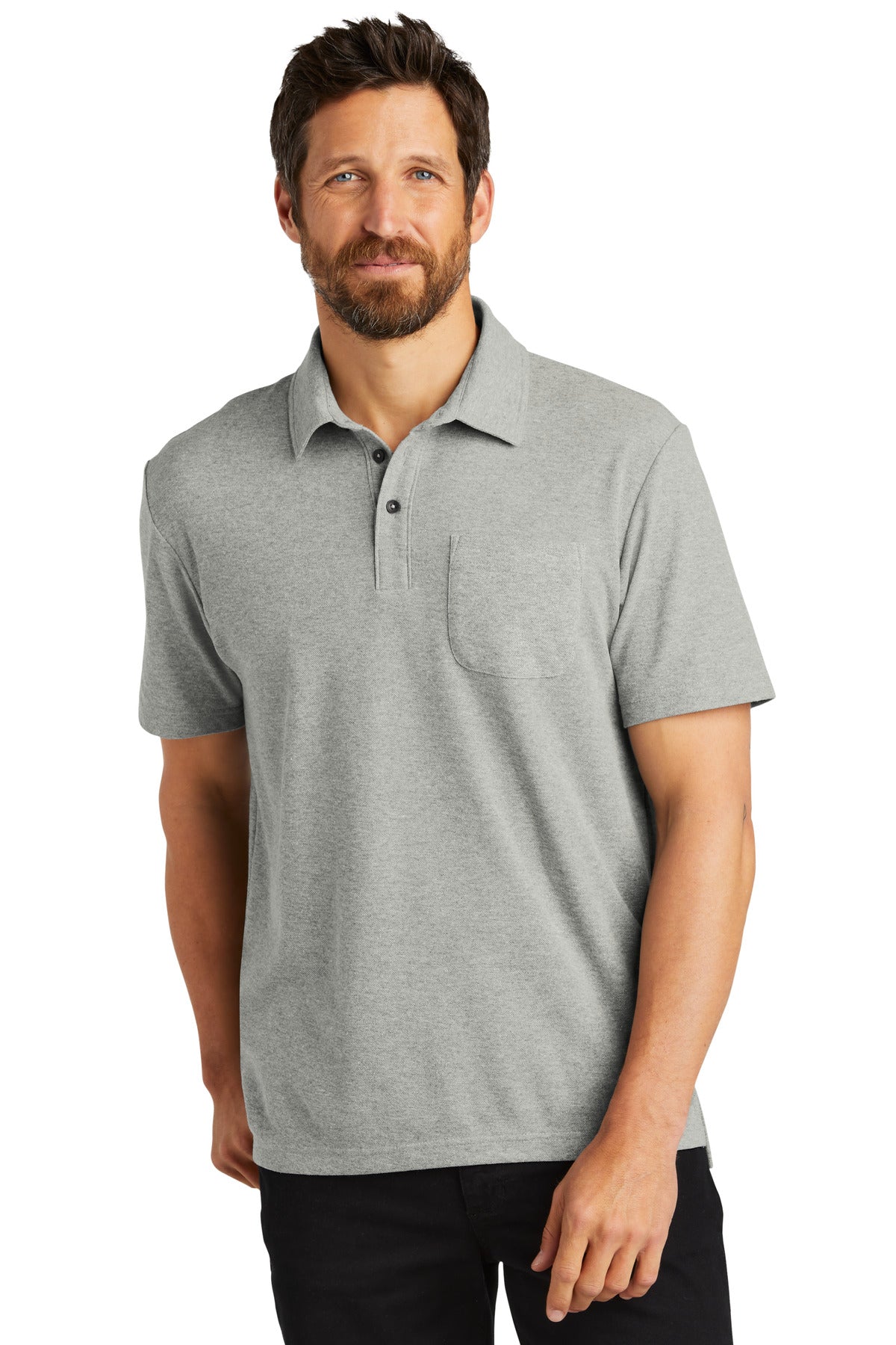 Port Authority Men's C-Free Cotton Blend Pique Pocket Polo Mens Apparel Shirts & Tops