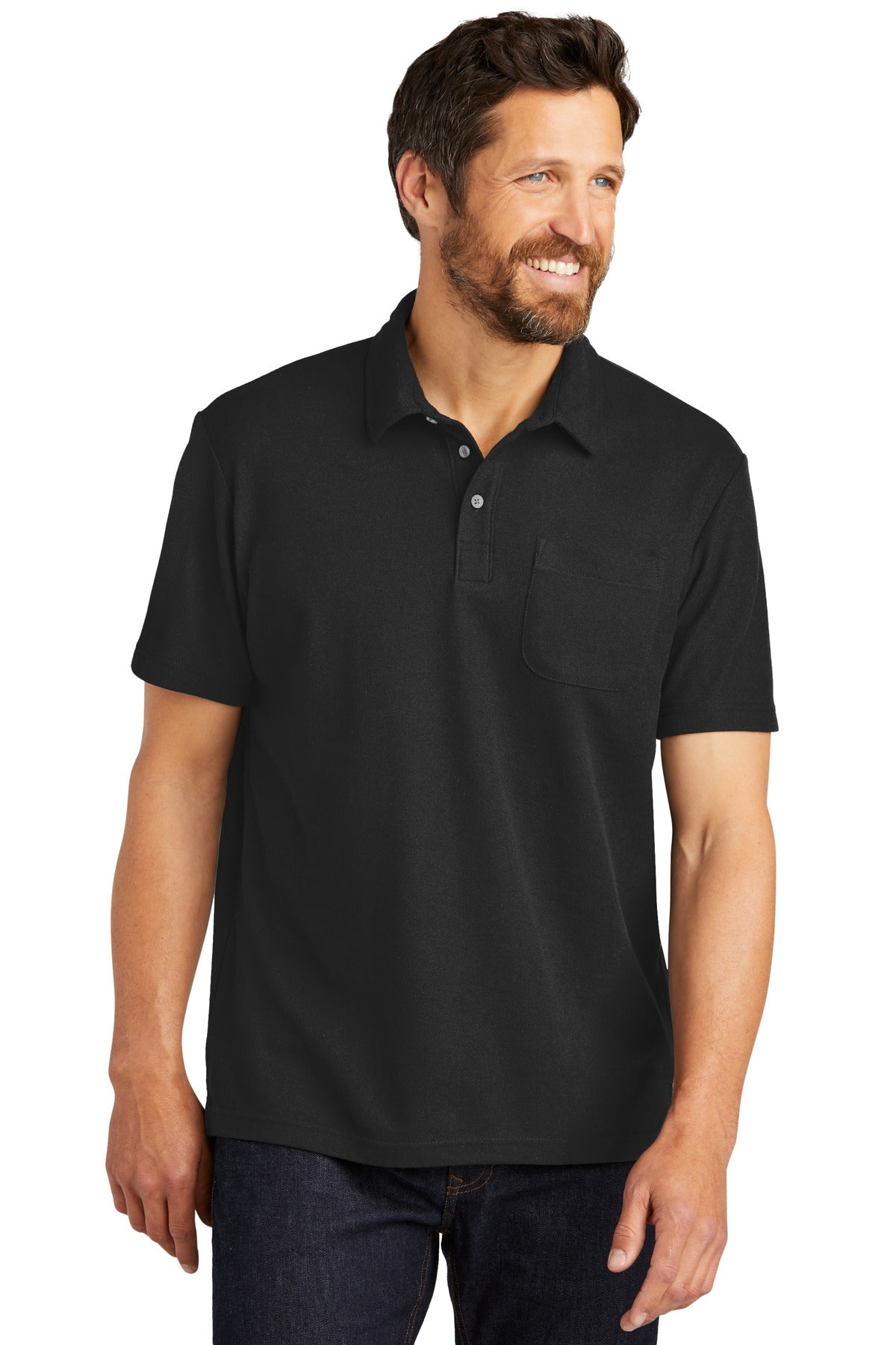 Port Authority Men's C-Free Cotton Blend Pique Pocket Polo Mens Apparel Shirts & Tops