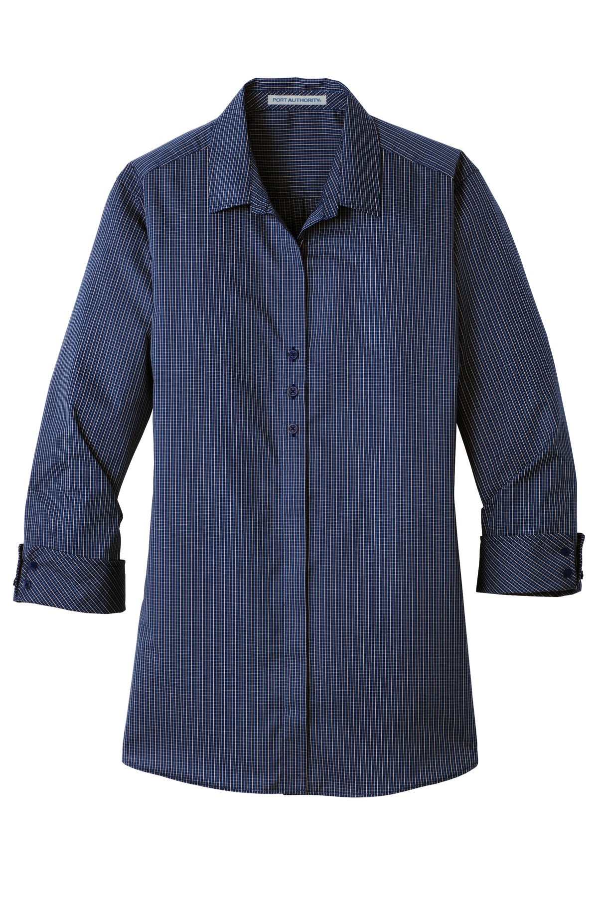 Port Authority Ladies 3/4-Sleeve Micro Tattersall Easy Care Shirt. LW643 Womens Apparel Shirts & Tops