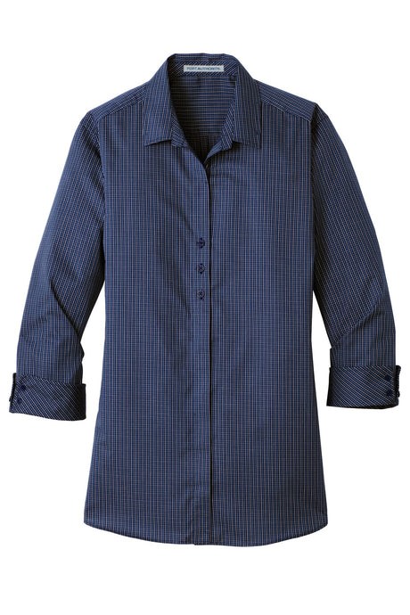 Port Authority Ladies 3/4-Sleeve Micro Tattersall Easy Care Shirt. LW643 Womens Apparel Shirts & Tops