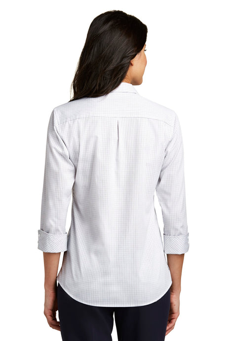 Port Authority Ladies 3/4-Sleeve Micro Tattersall Easy Care Shirt. LW643 Womens Apparel Shirts & Tops