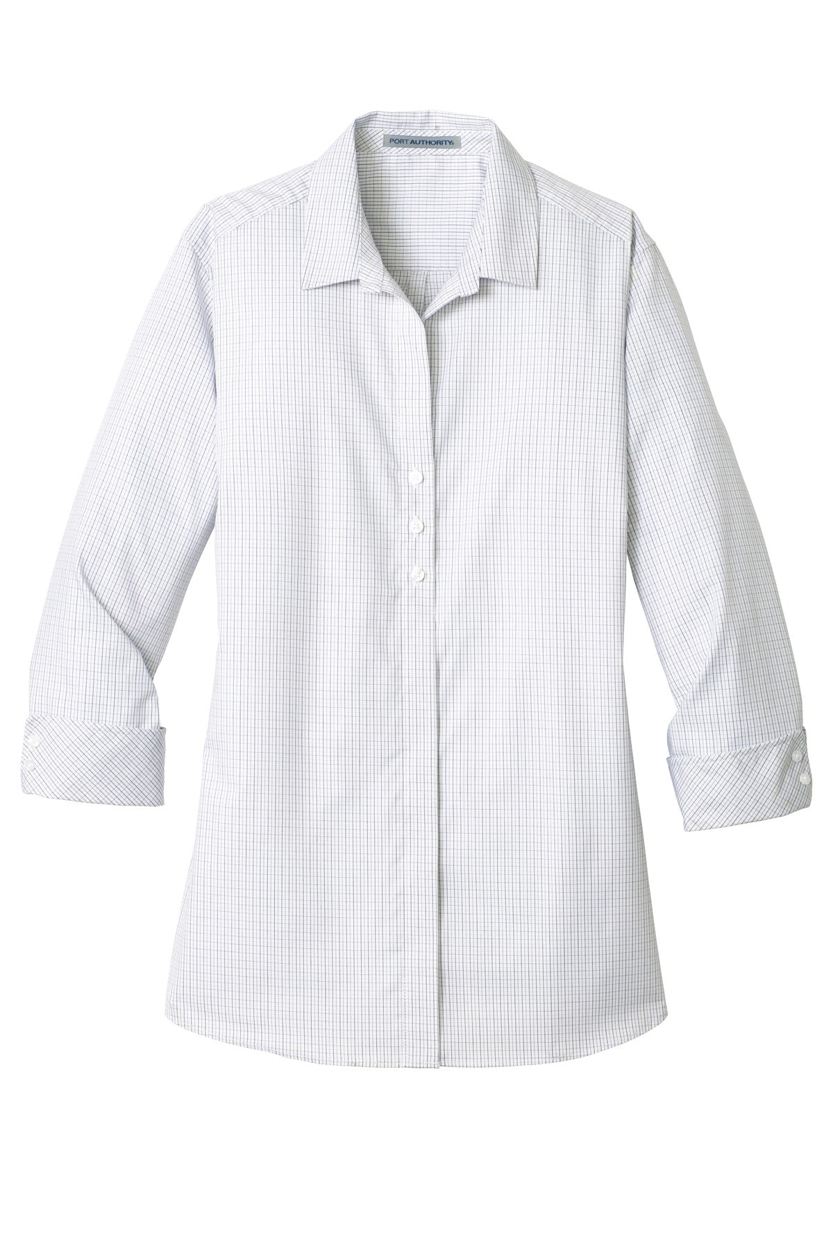 Port Authority Ladies 3/4-Sleeve Micro Tattersall Easy Care Shirt. LW643 Womens Apparel Shirts & Tops