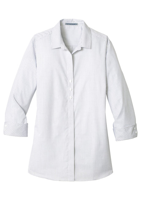 Port Authority Ladies 3/4-Sleeve Micro Tattersall Easy Care Shirt. LW643 Womens Apparel Shirts & Tops