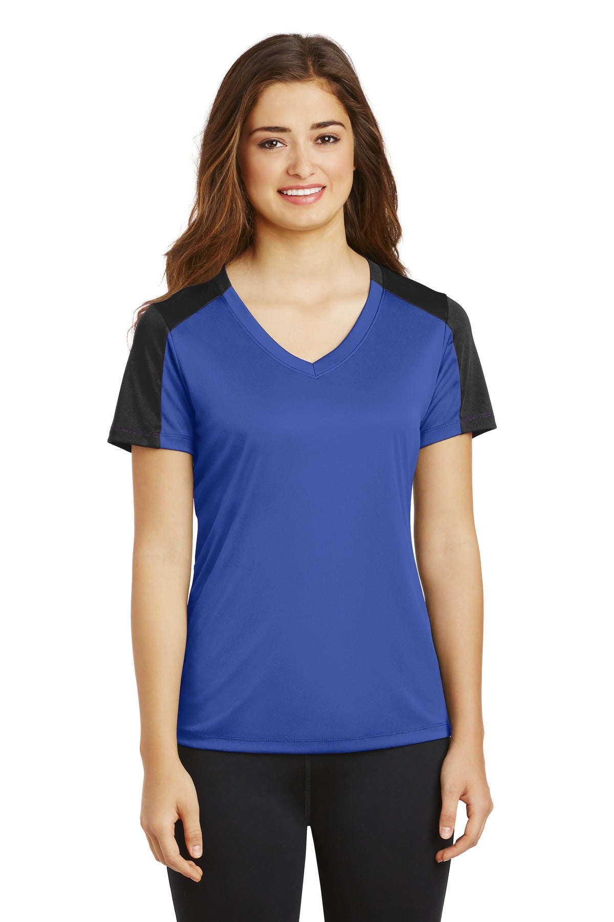 Sport-Tek Women's PosiCharge Competitor Sleeve-Blocked V-Neck Tee LST354