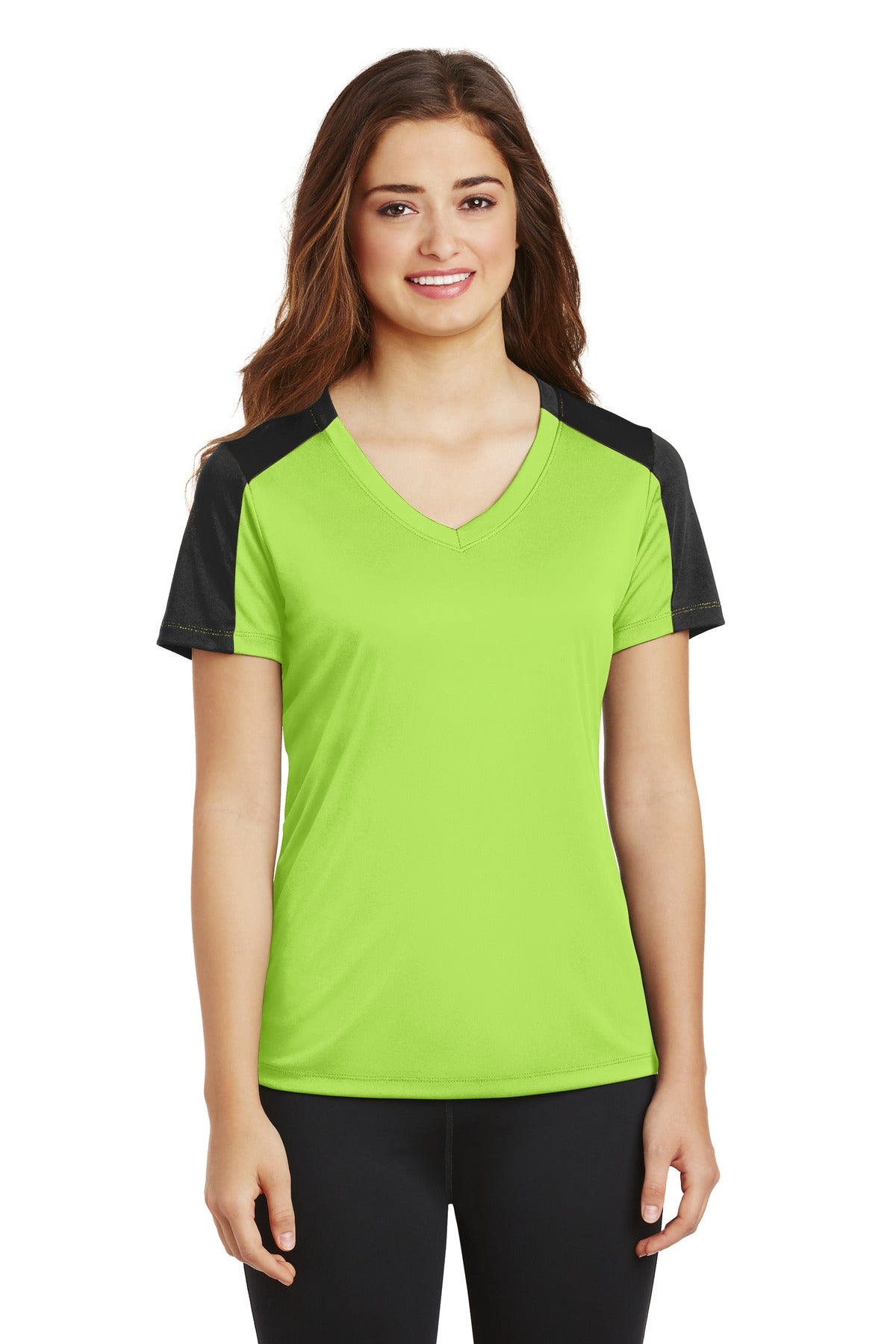 Sport-Tek Women's PosiCharge Competitor Sleeve-Blocked V-Neck Tee LST354