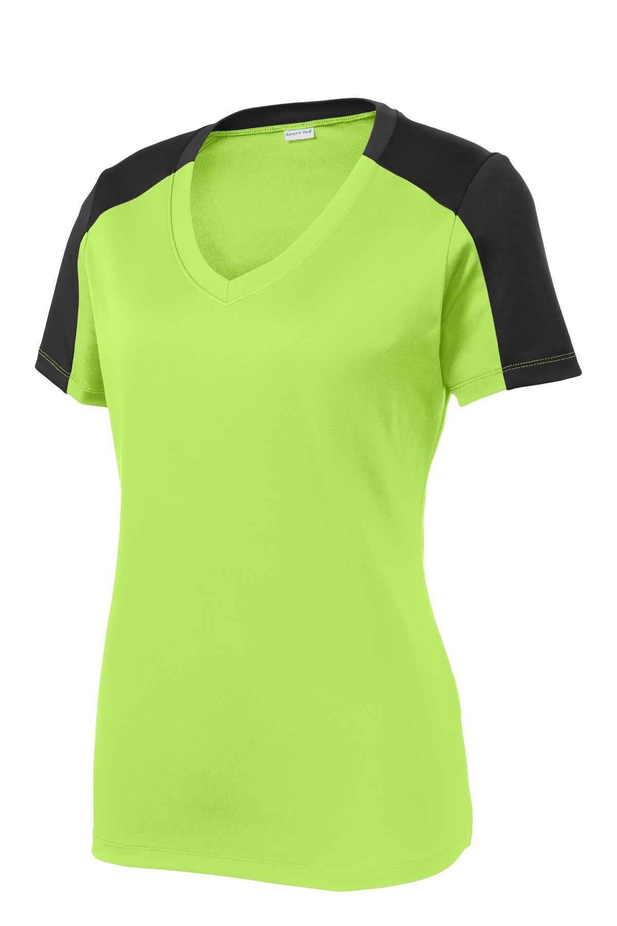 Sport-Tek Women's PosiCharge Competitor Sleeve-Blocked V-Neck Tee LST354