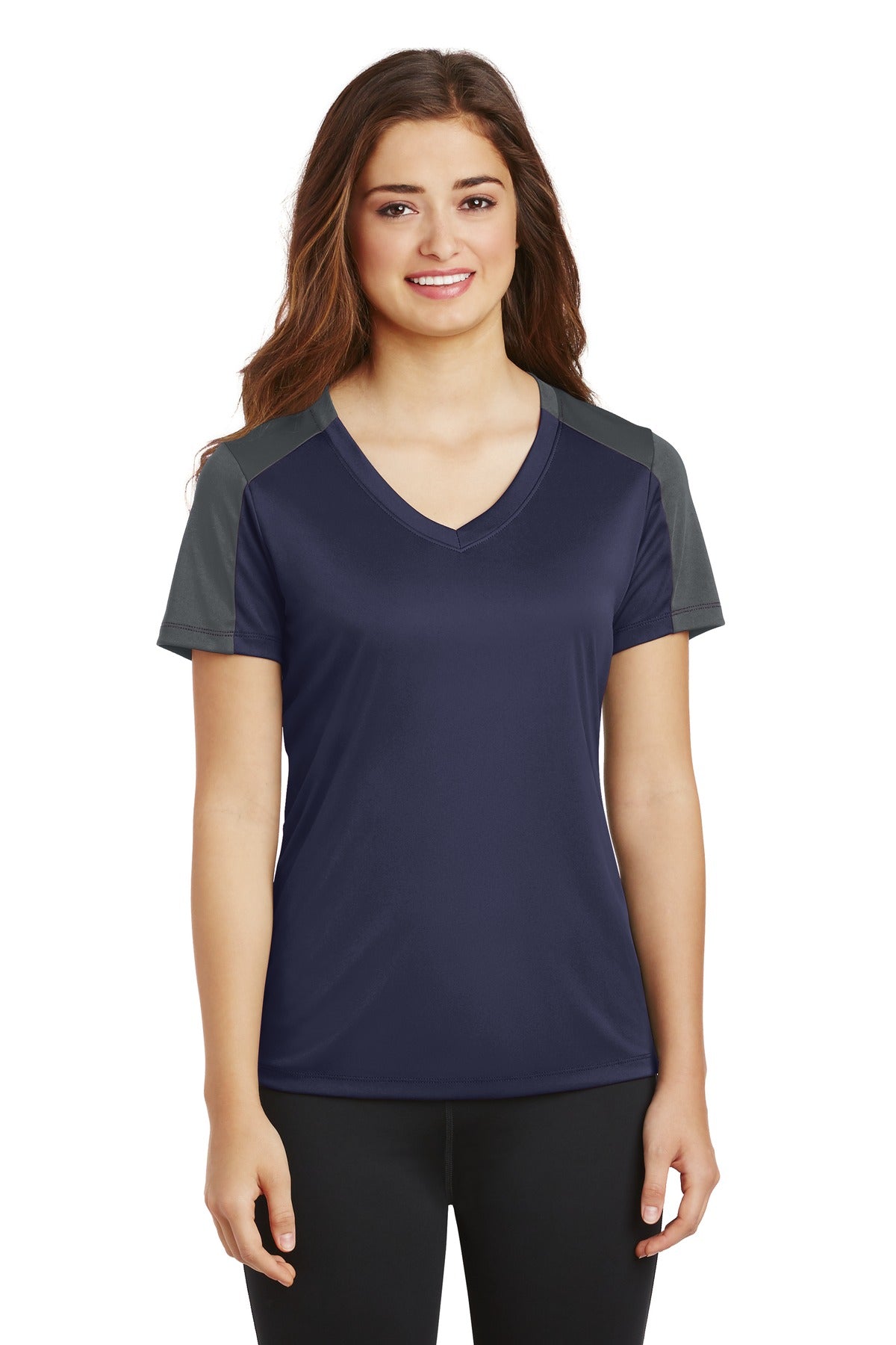 Sport-Tek Women's PosiCharge Competitor Sleeve-Blocked V-Neck Tee LST354