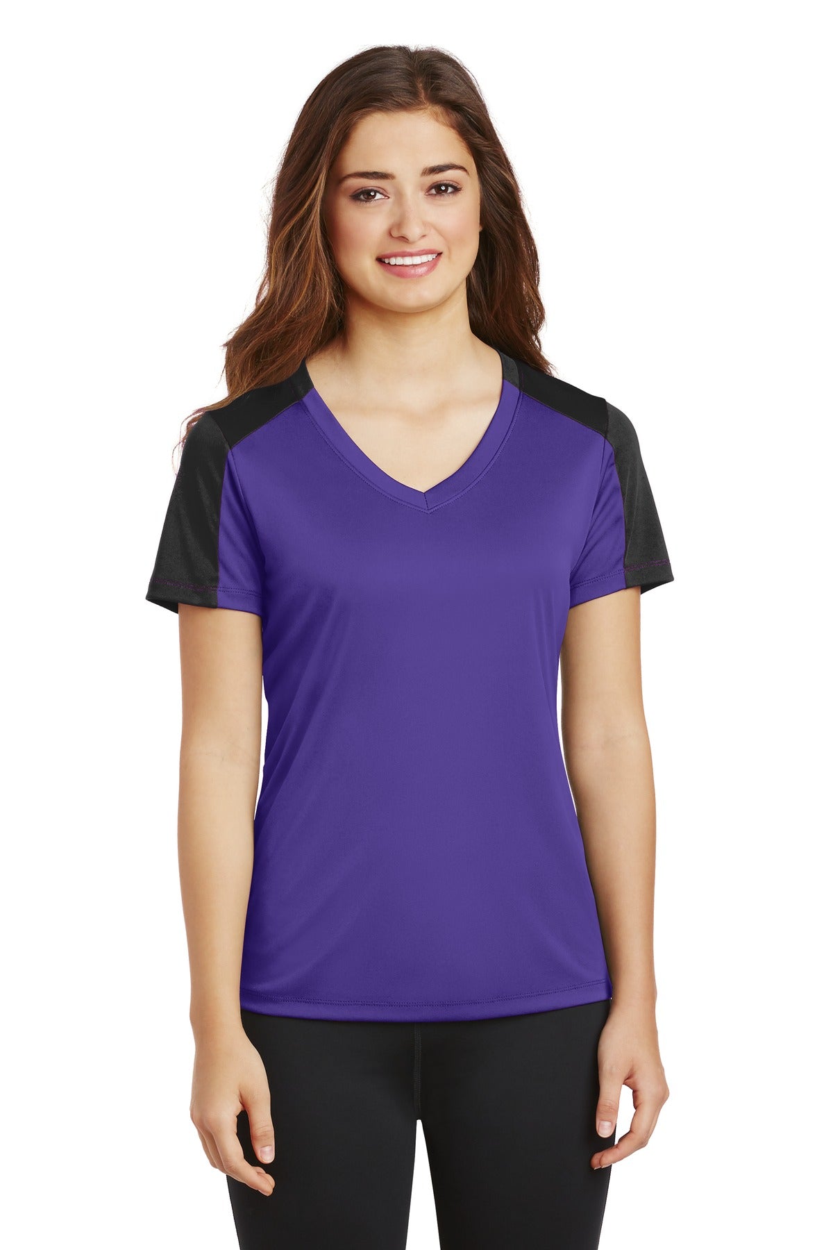 Sport-Tek Women's PosiCharge Competitor Sleeve-Blocked V-Neck Tee LST354