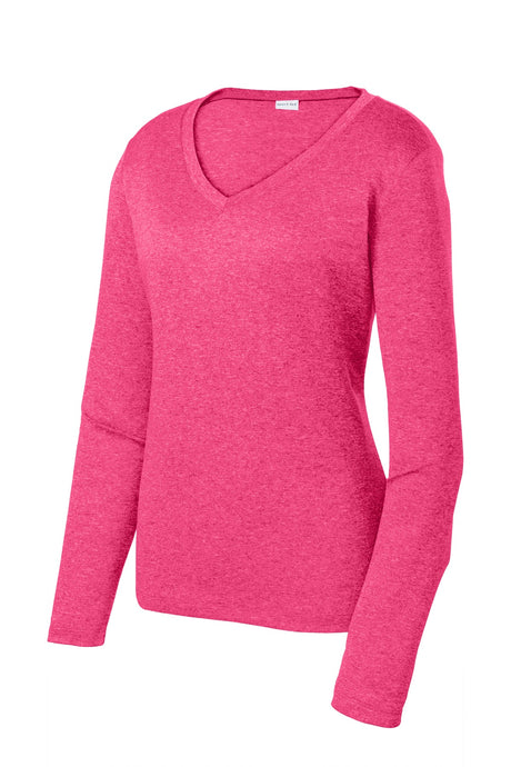 Sport-Tek Women's Long Sleeve Heather Contender V-Neck Tee LST360LS Womens Apparel Shirts & Tops