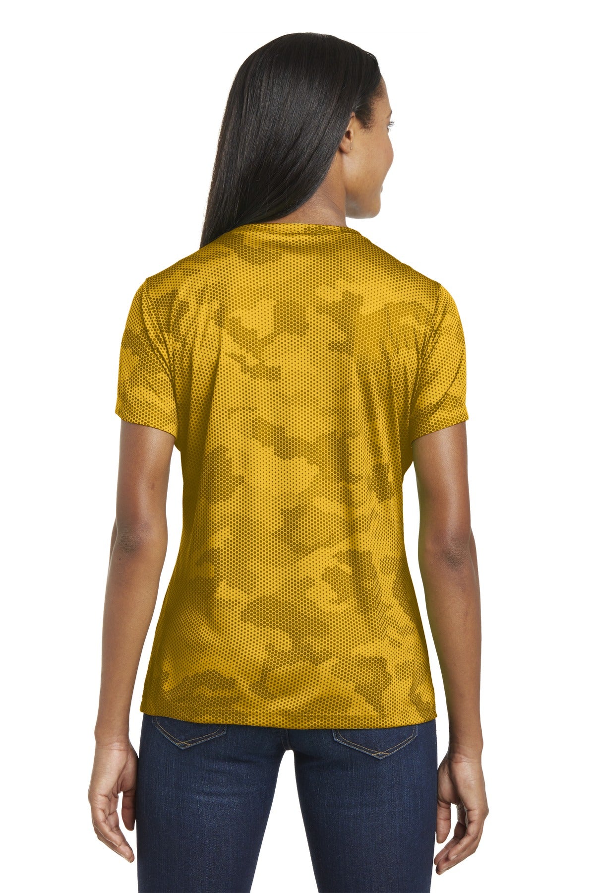Sport-Tek Women's Camo Hex V-Neck Tee LST370