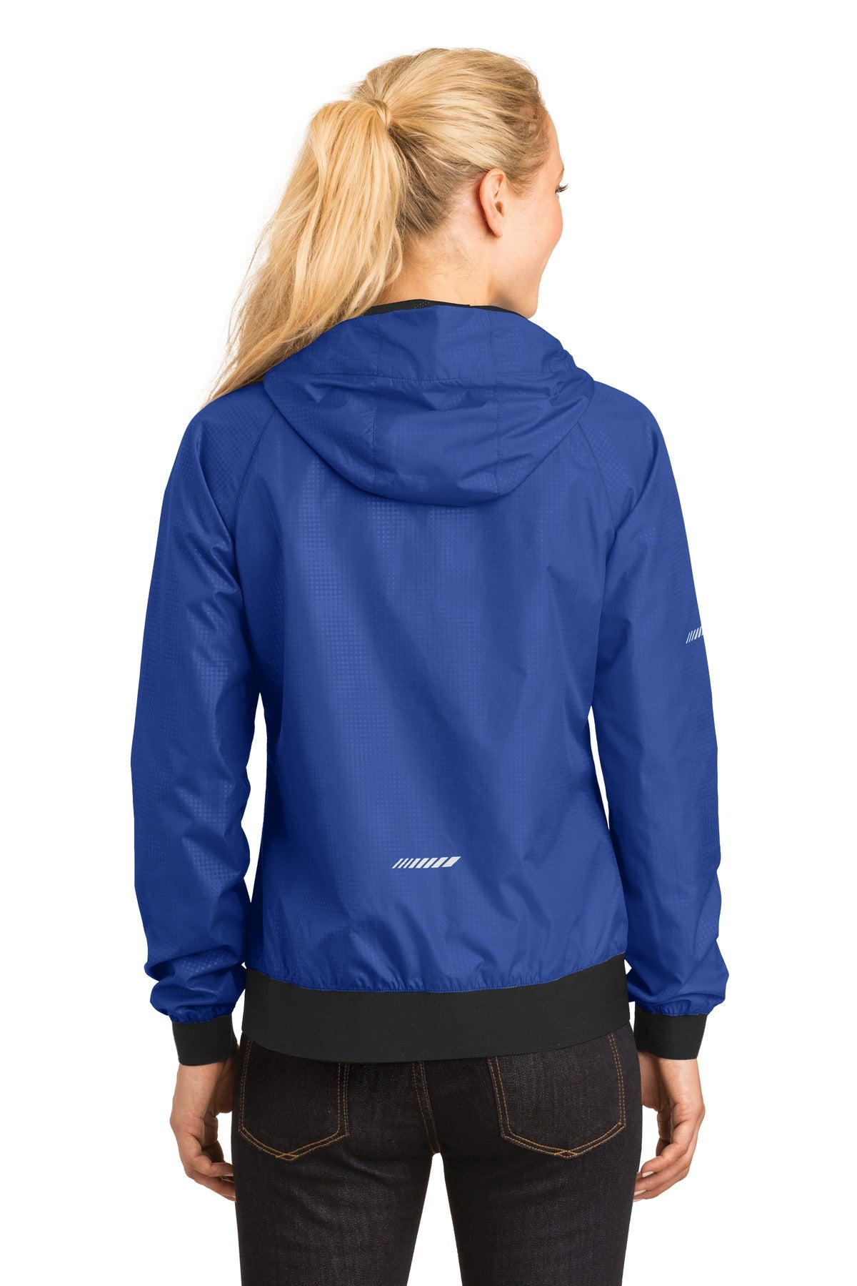 Sport-Tek Women's Embossed Hooded Wind Jacket LST53 Womens Apparel Jackets & Vests