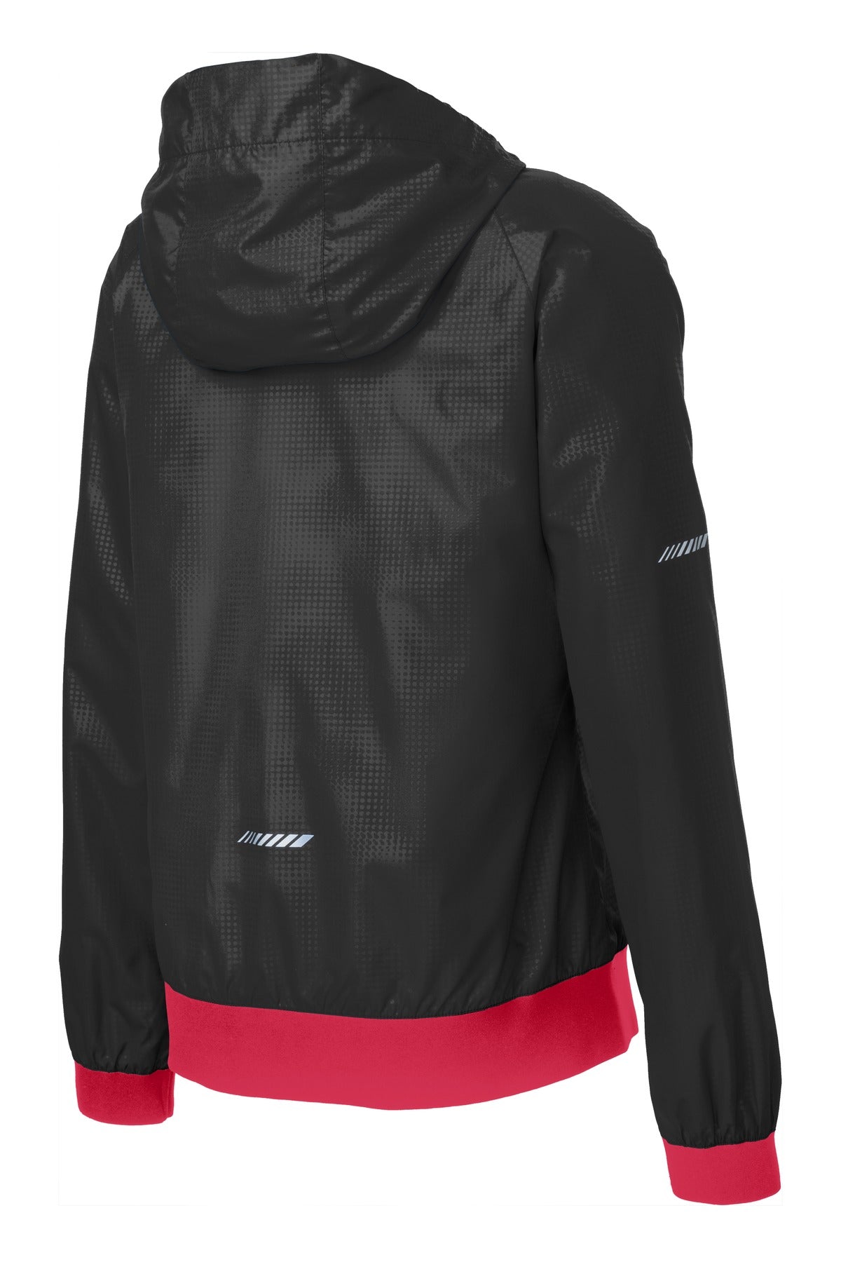 Sport-Tek Women's Embossed Hooded Wind Jacket LST53 Womens Apparel Jackets & Vests