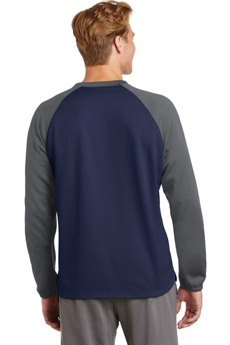 Sport-Tek Men's Sport-Wick Raglan Colorblock Fleece Crewneck ST242 Mens Apparel Shirts & Tops