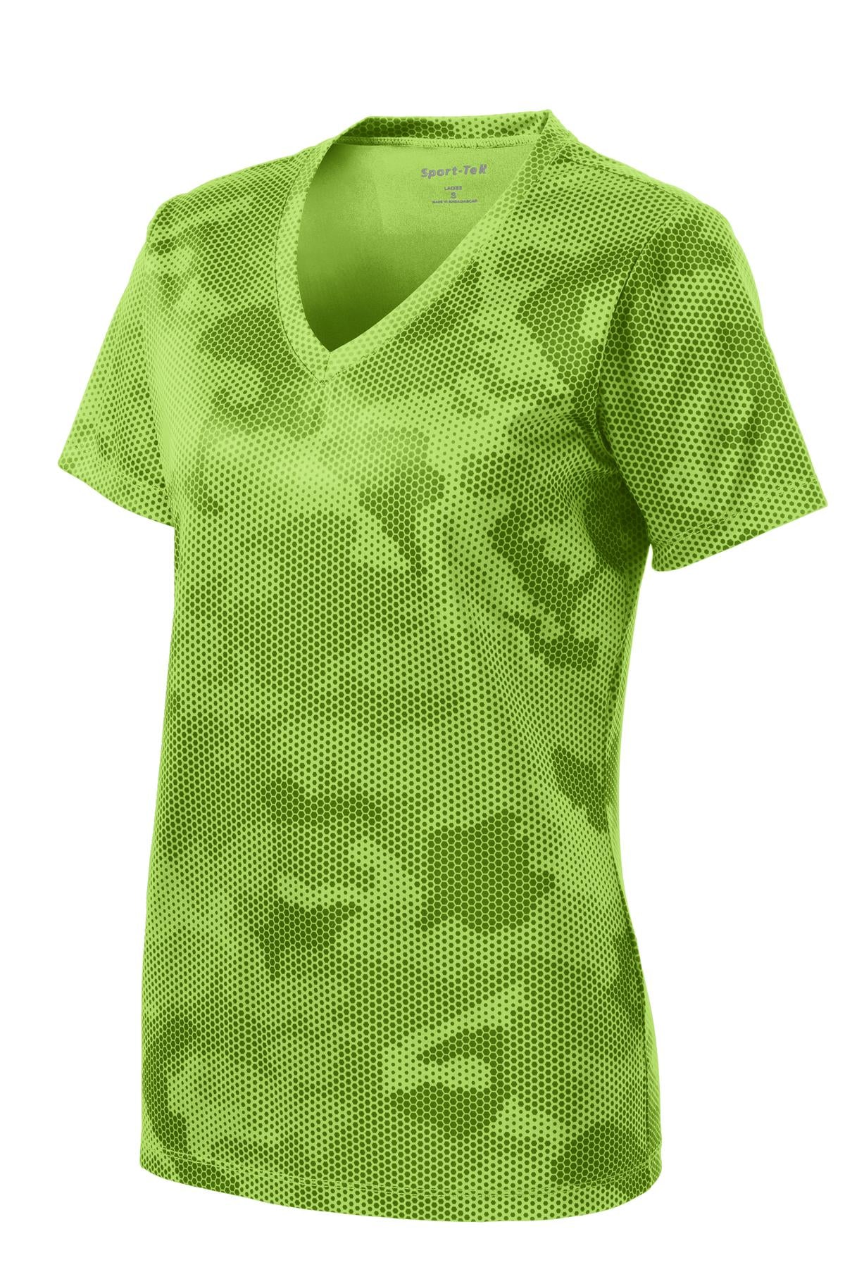 Sport-Tek Women's Camo Hex V-Neck Tee LST370
