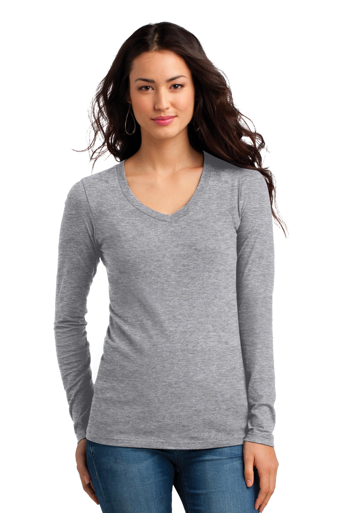 District Juniors The Concert Tee Long Sleeve V-Neck. DT5201 Womens Apparel Shirts & Tops