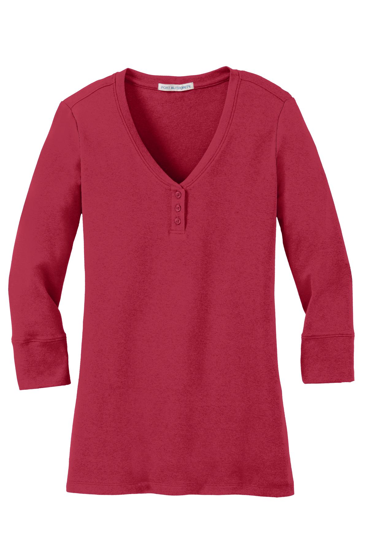 Port Authority Ladies Concept Stretch 3/4-Sleeve Scoop Henley. LM1007 Womens Apparel Shirts & Tops