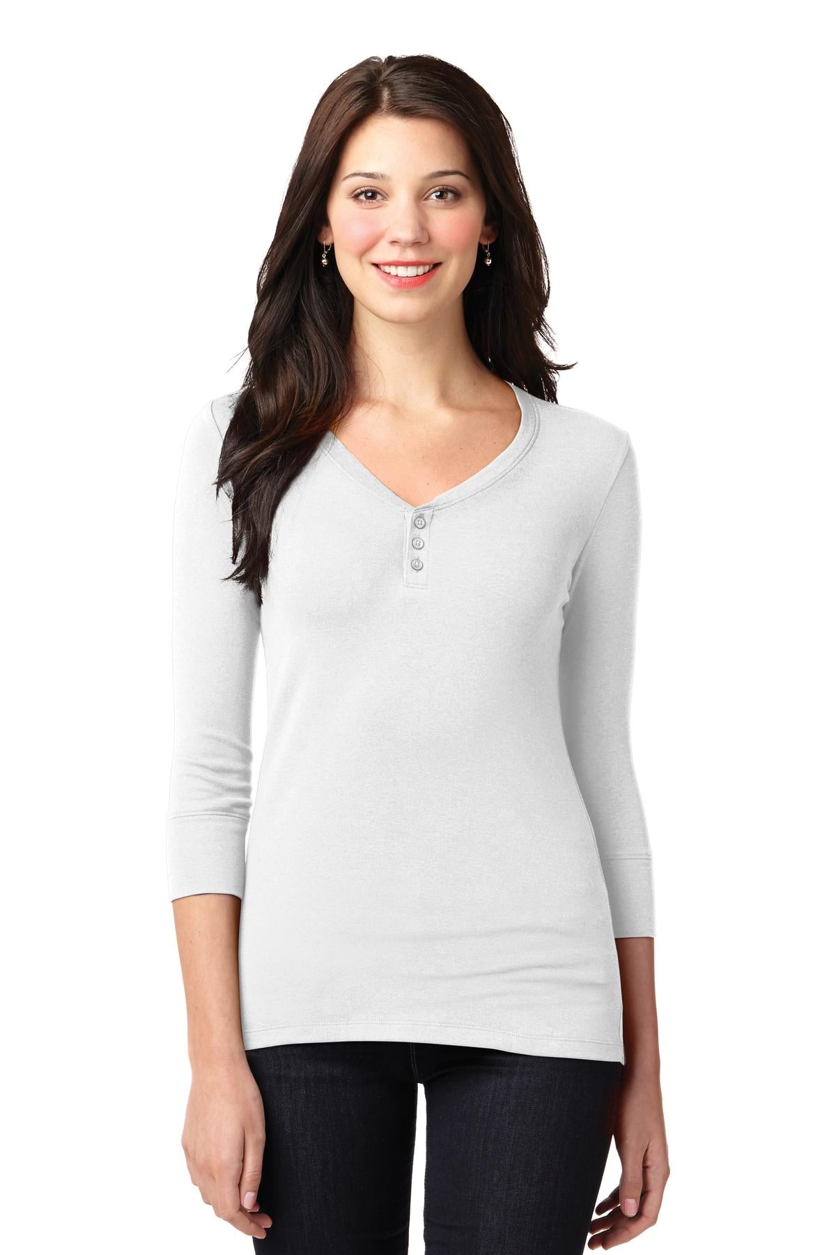 Port Authority Ladies Concept Stretch 3/4-Sleeve Scoop Henley. LM1007 Womens Apparel Shirts & Tops