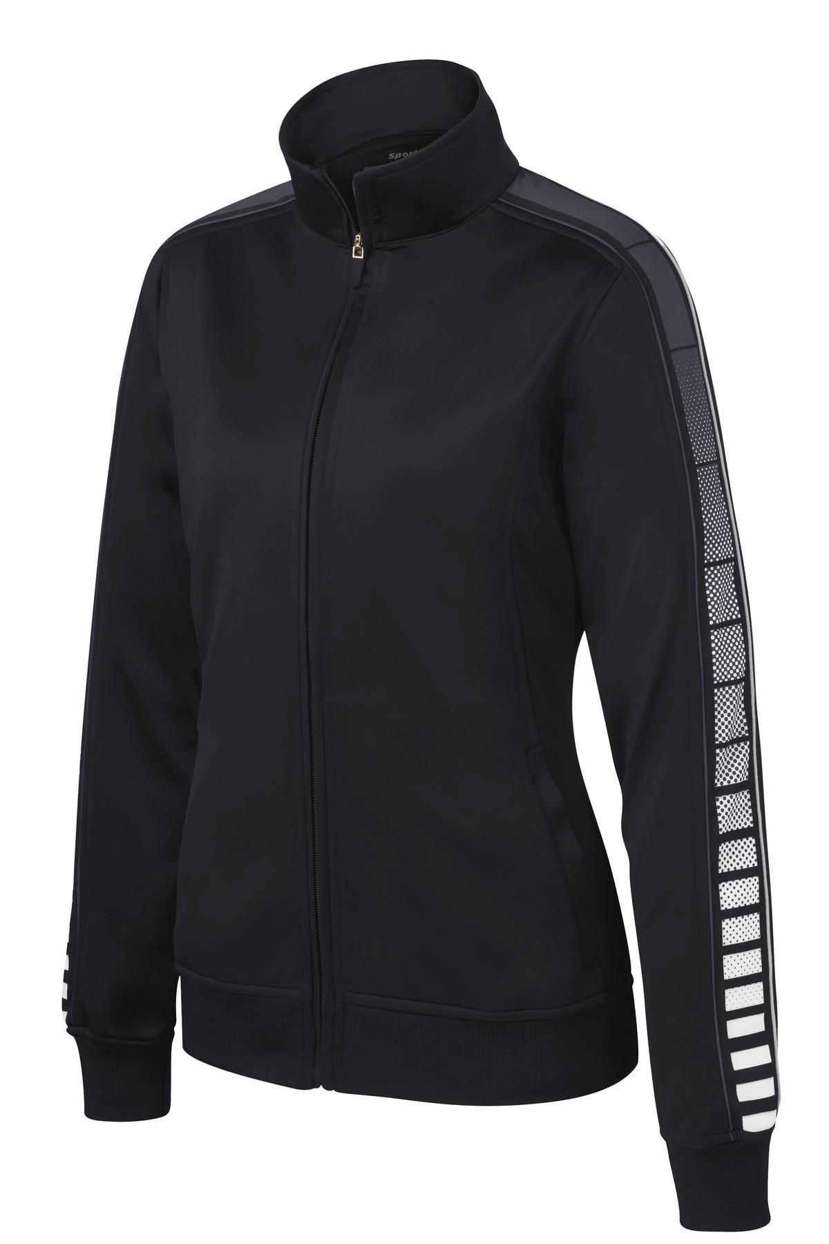 Sport-Tek Women's Dot Sublimation Tricot Track Jacket LST93 Womens Apparel Jackets & Vests
