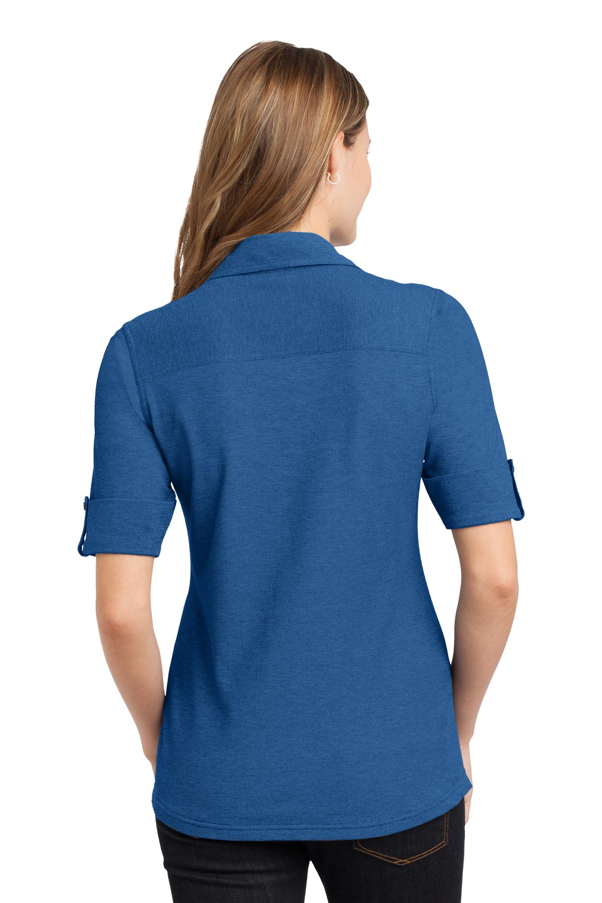 Port Authority Ladies Oxford Pique Double Pocket Polo. L557