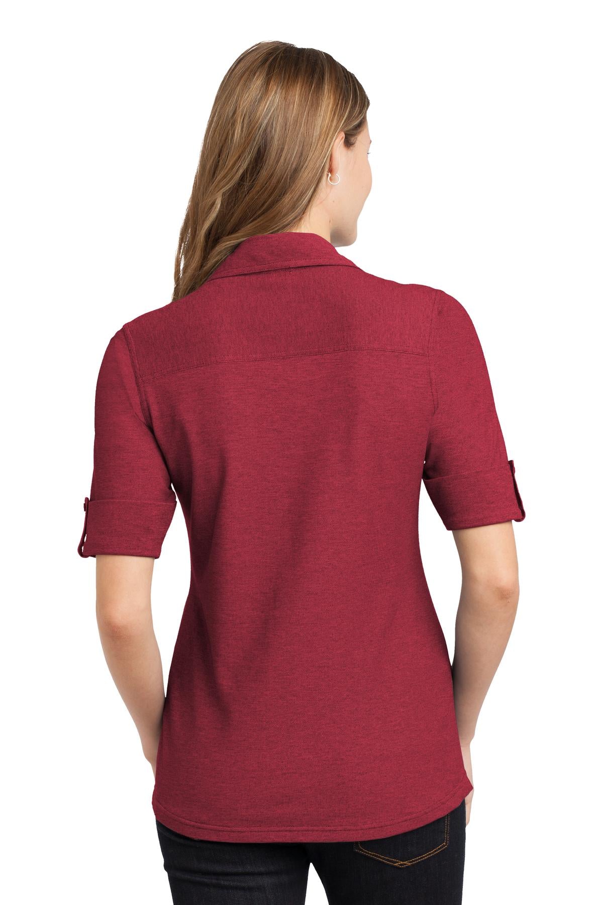 Port Authority Ladies Oxford Pique Double Pocket Polo. L557
