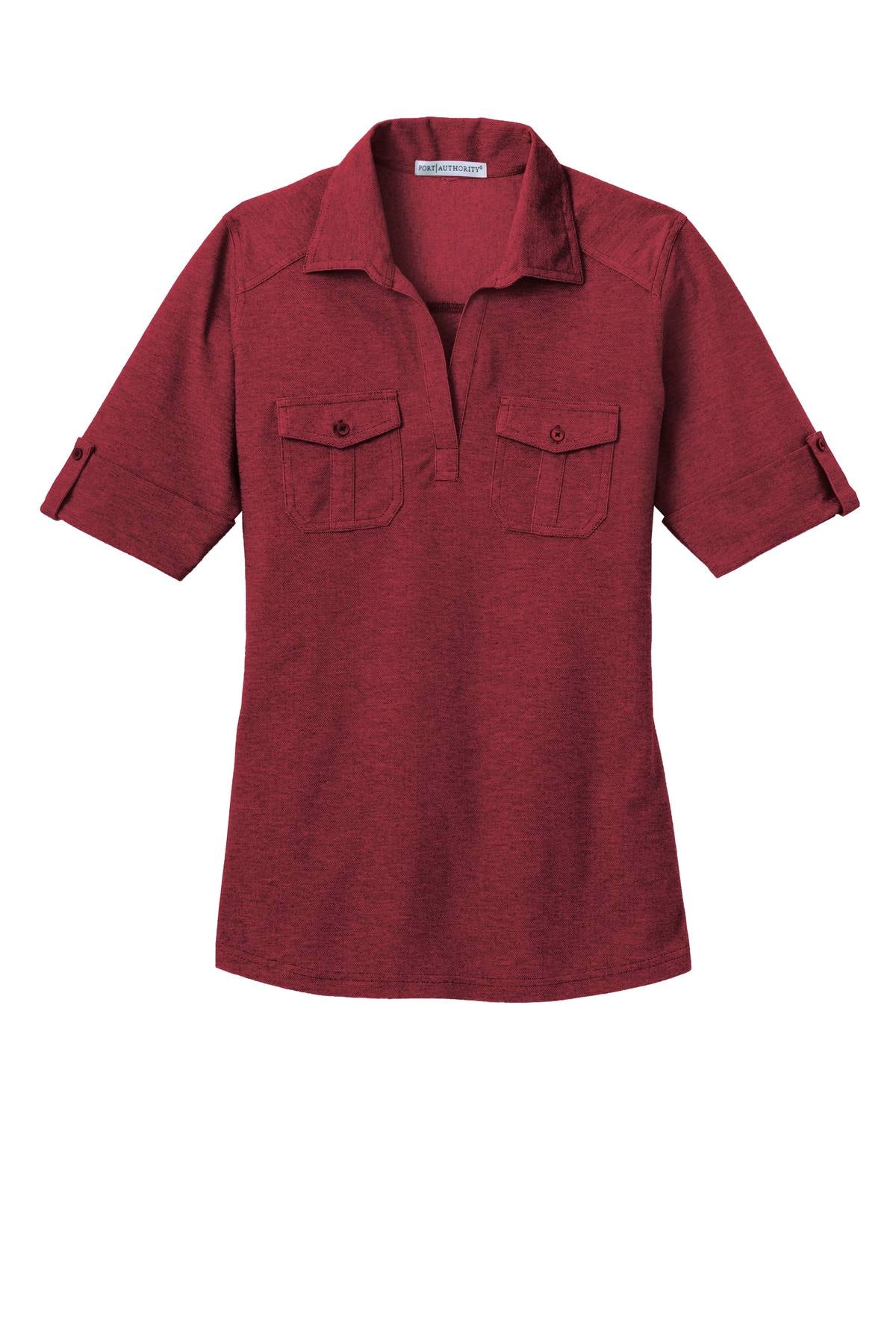 Port Authority Ladies Oxford Pique Double Pocket Polo. L557