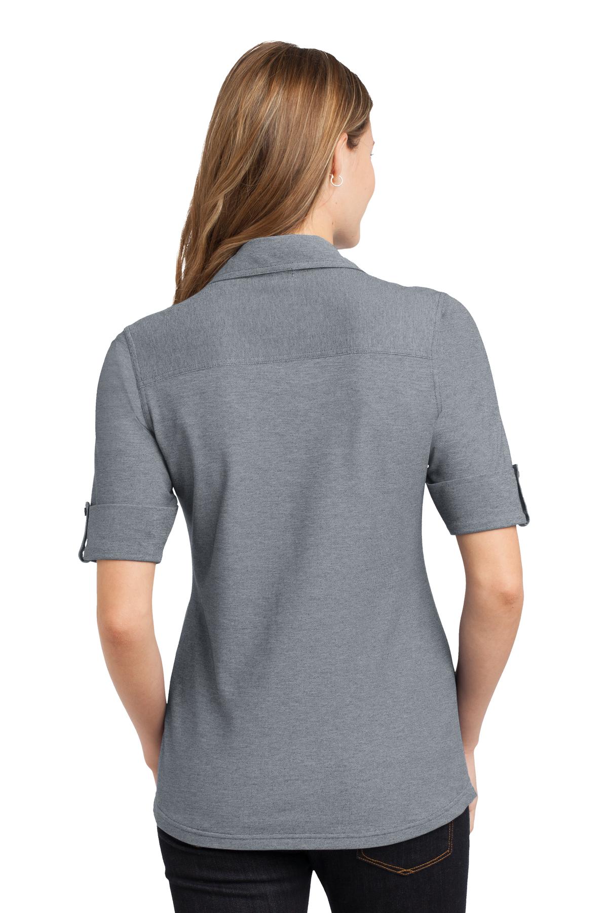 Port Authority Ladies Oxford Pique Double Pocket Polo. L557