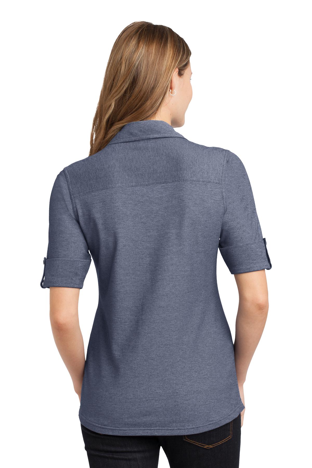 Port Authority Ladies Oxford Pique Double Pocket Polo. L557