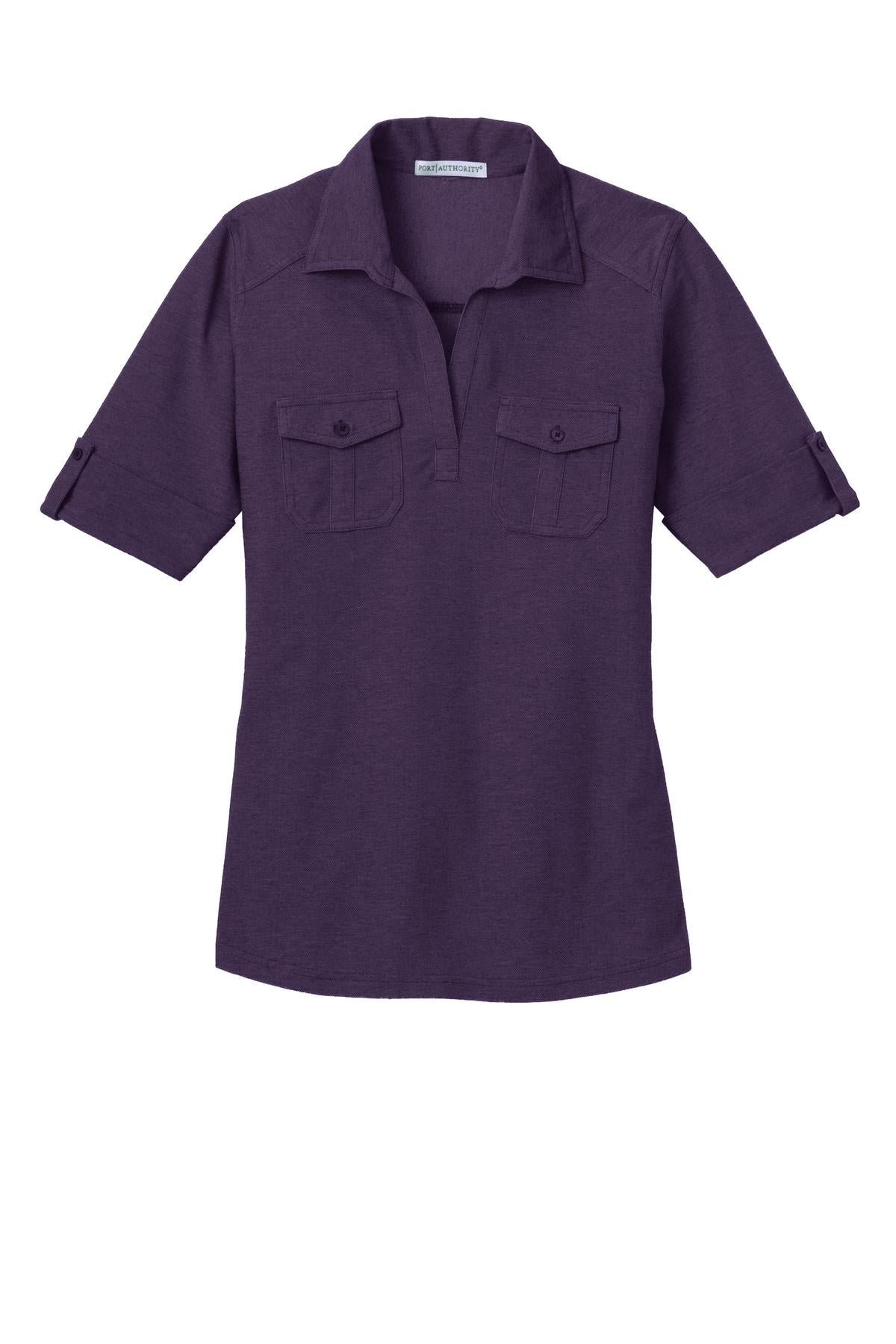 Port Authority Ladies Oxford Pique Double Pocket Polo. L557