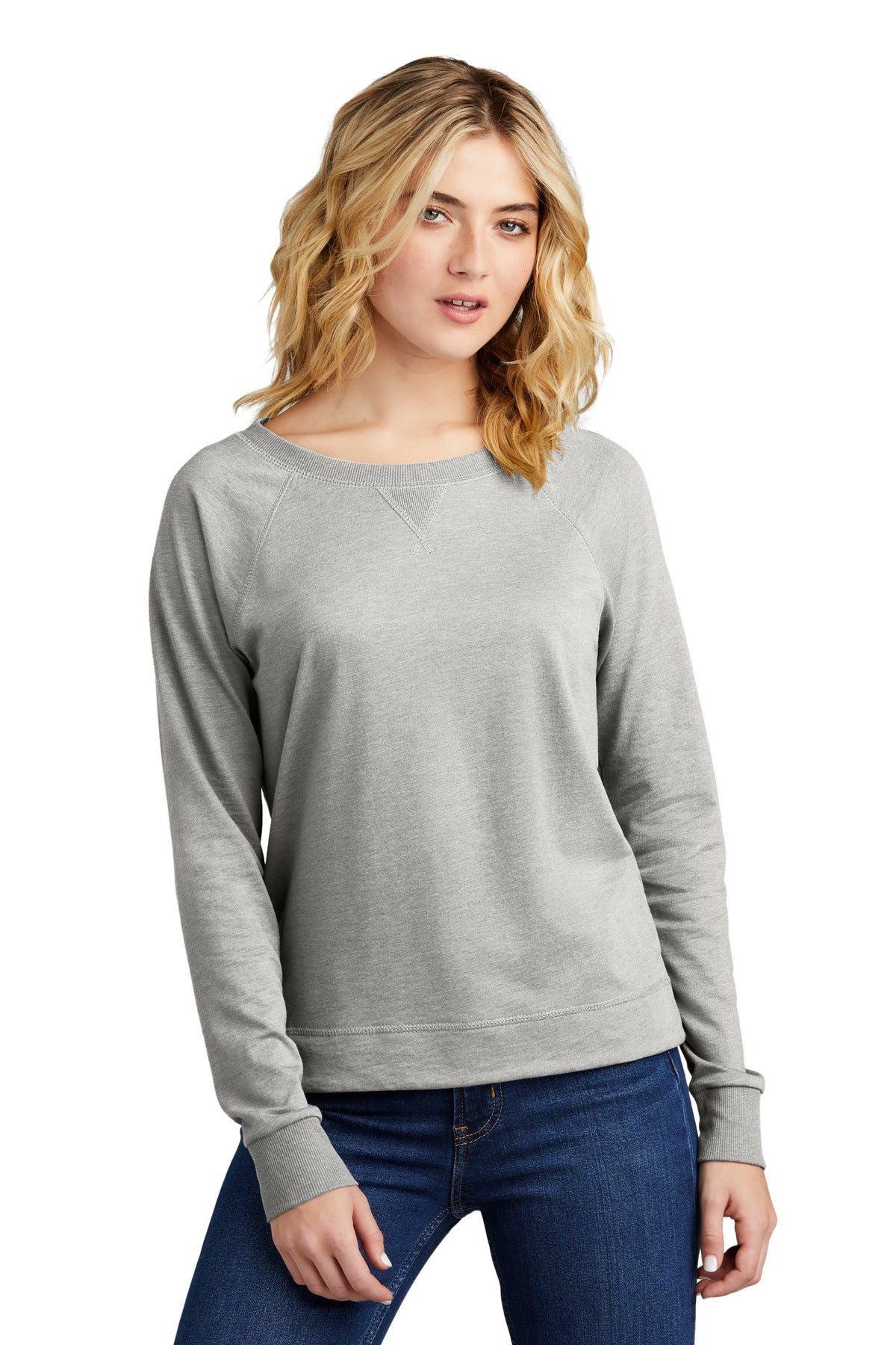 District Women's Featherweight French Terry Long Sleeve Crewneck DT672 Womens Apparel Sweatshirts & Fleece