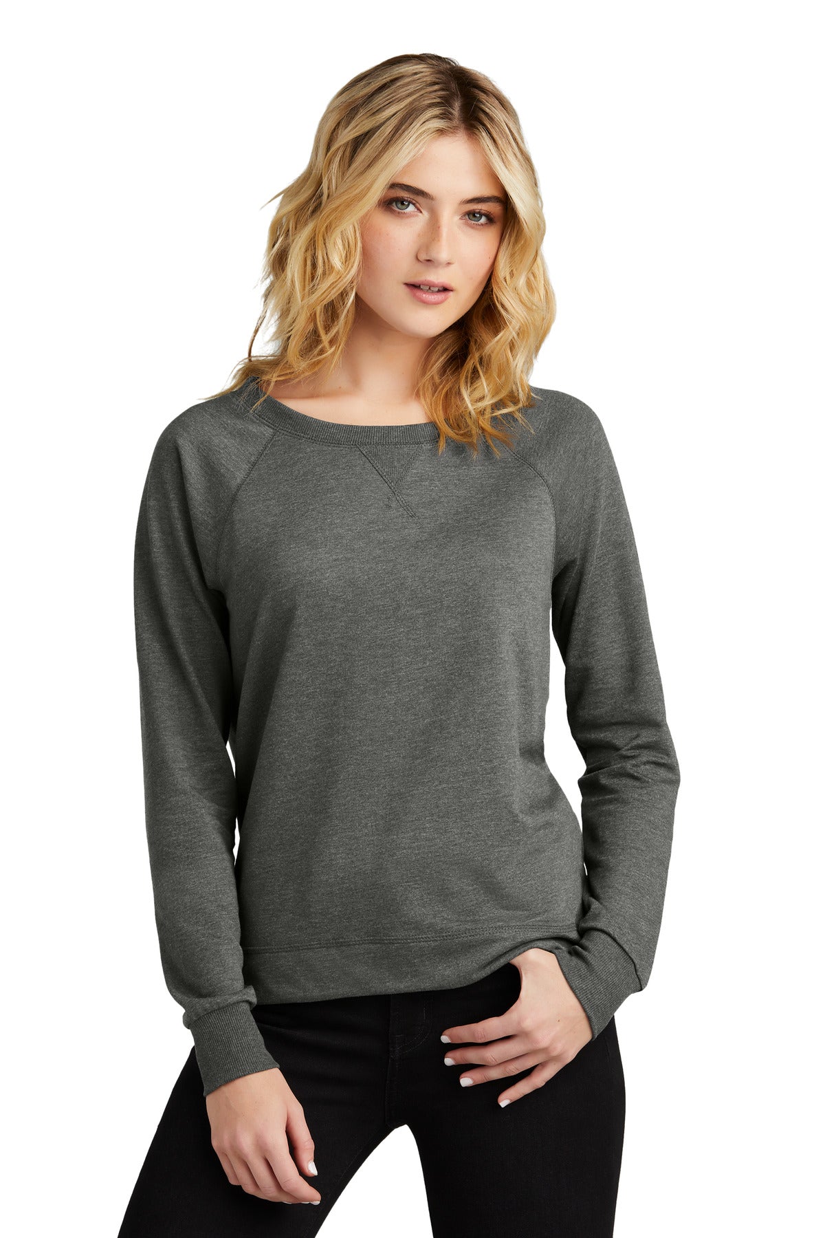District Women's Featherweight French Terry Long Sleeve Crewneck DT672 Womens Apparel Sweatshirts & Fleece