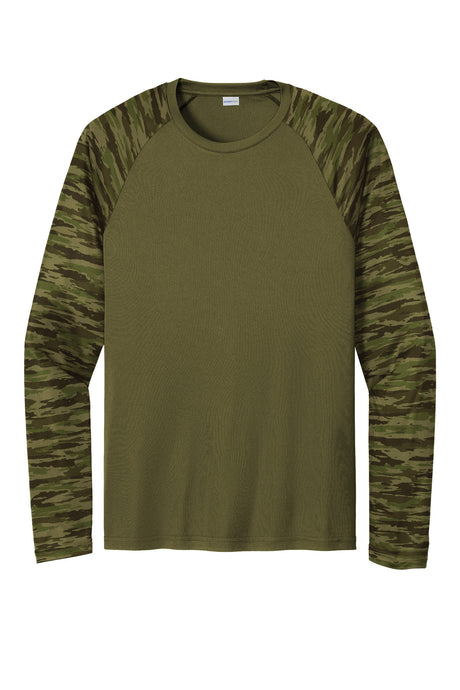 Sport-Tek Drift Camo Colorblock Long Sleeve Tee ST376LS Mens Apparel Shirts & Tops