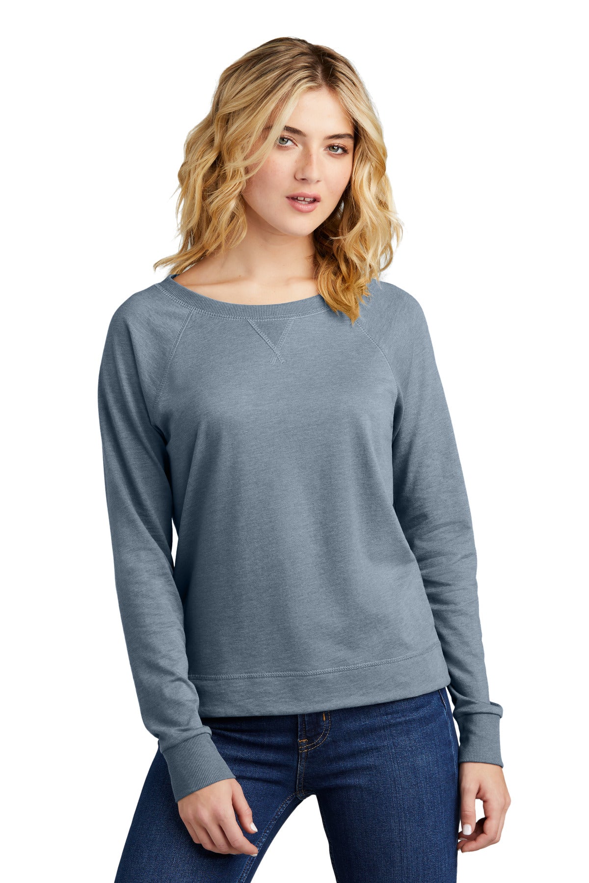 District Women's Featherweight French Terry Long Sleeve Crewneck DT672 Womens Apparel Sweatshirts & Fleece