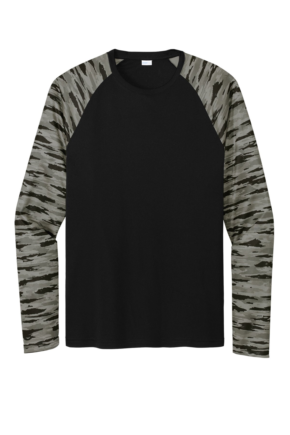 Sport-Tek Drift Camo Colorblock Long Sleeve Tee ST376LS Mens Apparel Shirts & Tops