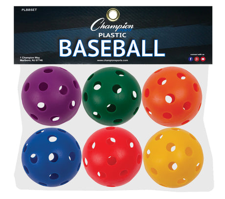 Champion Sports Plastic Baseball Assorted Color Set Baseball Baseballs All