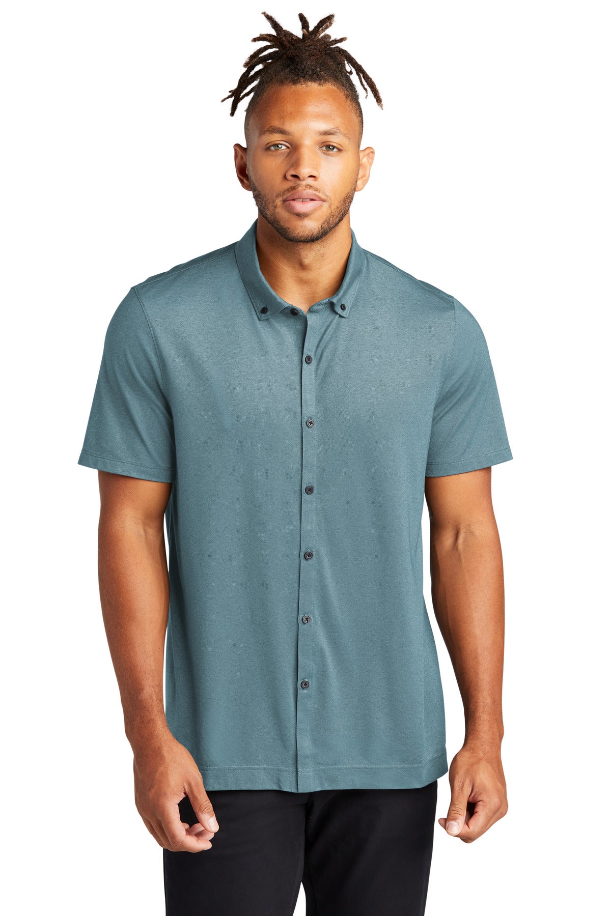 MERCER+METTLE Stretch Pique Full-Button Polo MM1006 Mens Apparel Shirts & Tops