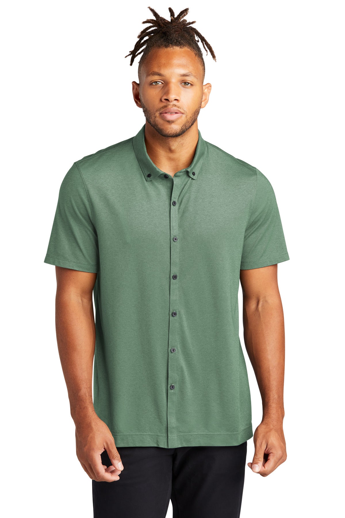 MERCER+METTLE Stretch Pique Full-Button Polo MM1006 Mens Apparel Shirts & Tops