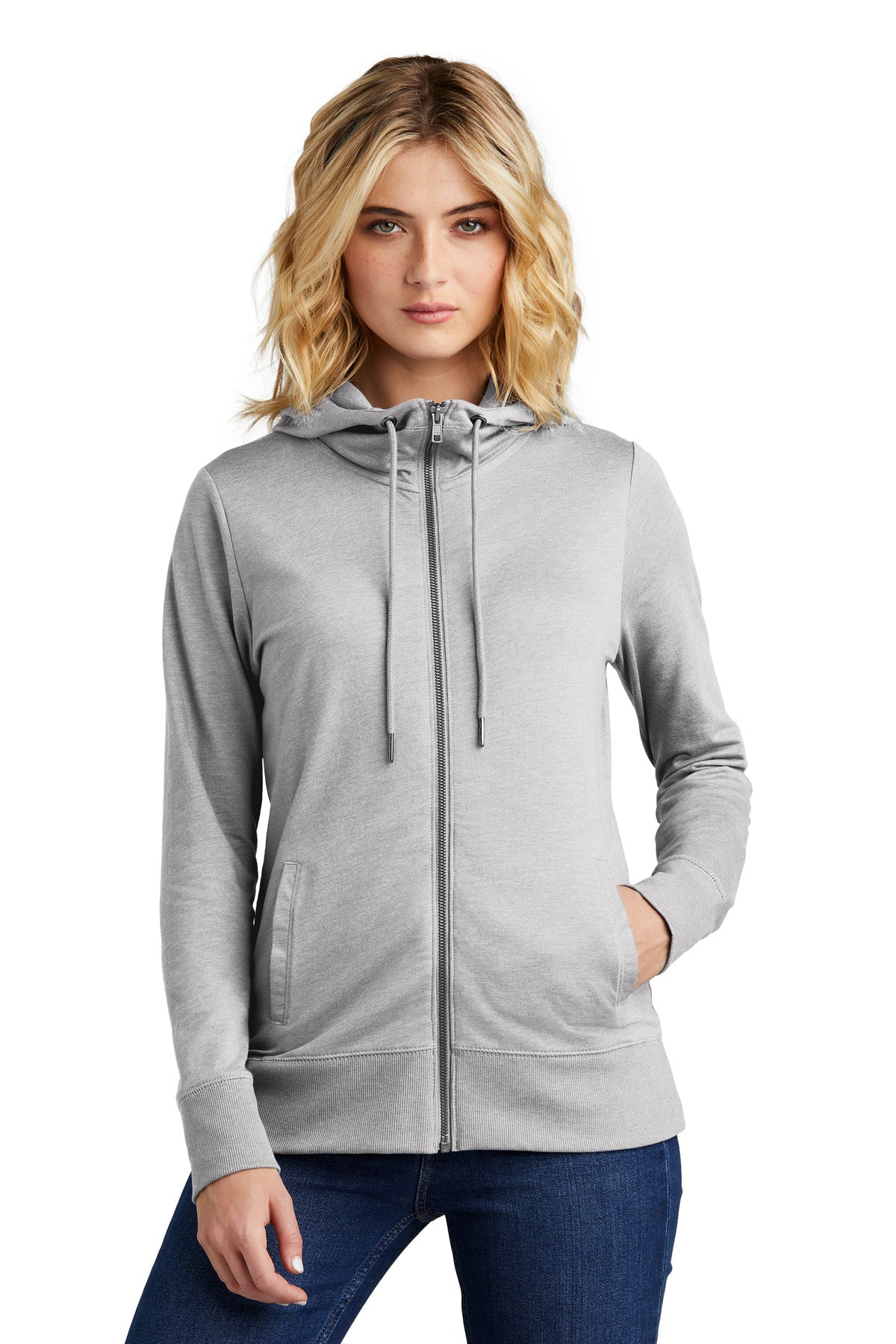 District Women's Featherweight French Terry Full-Zip Hoodie DT673 Womens Apparel Sweatshirts & Fleece