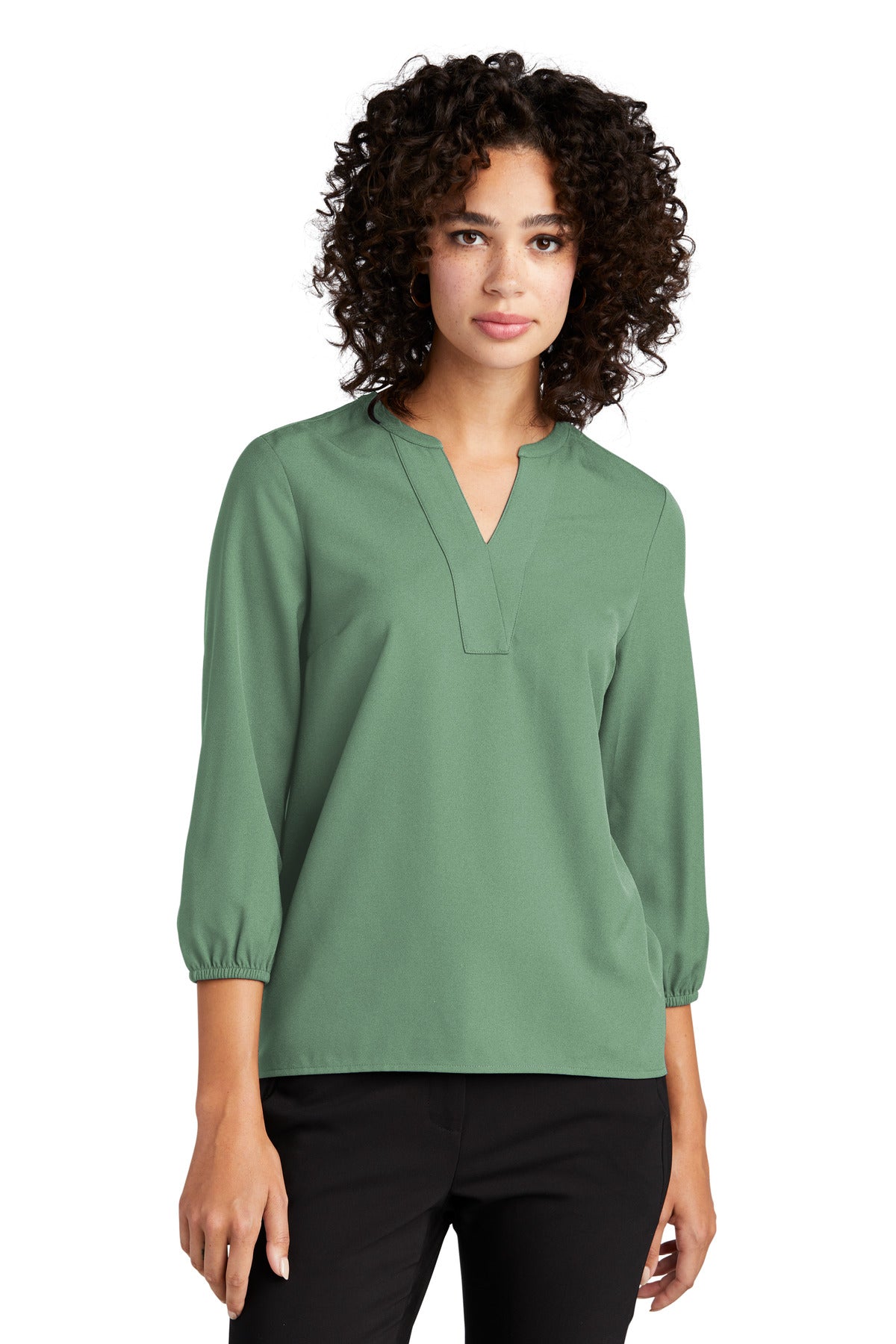 MERCER+METTLE Women's Stretch Crepe 3/4-Sleeve Blouse MM2011 Womens Apparel Shirts & Tops